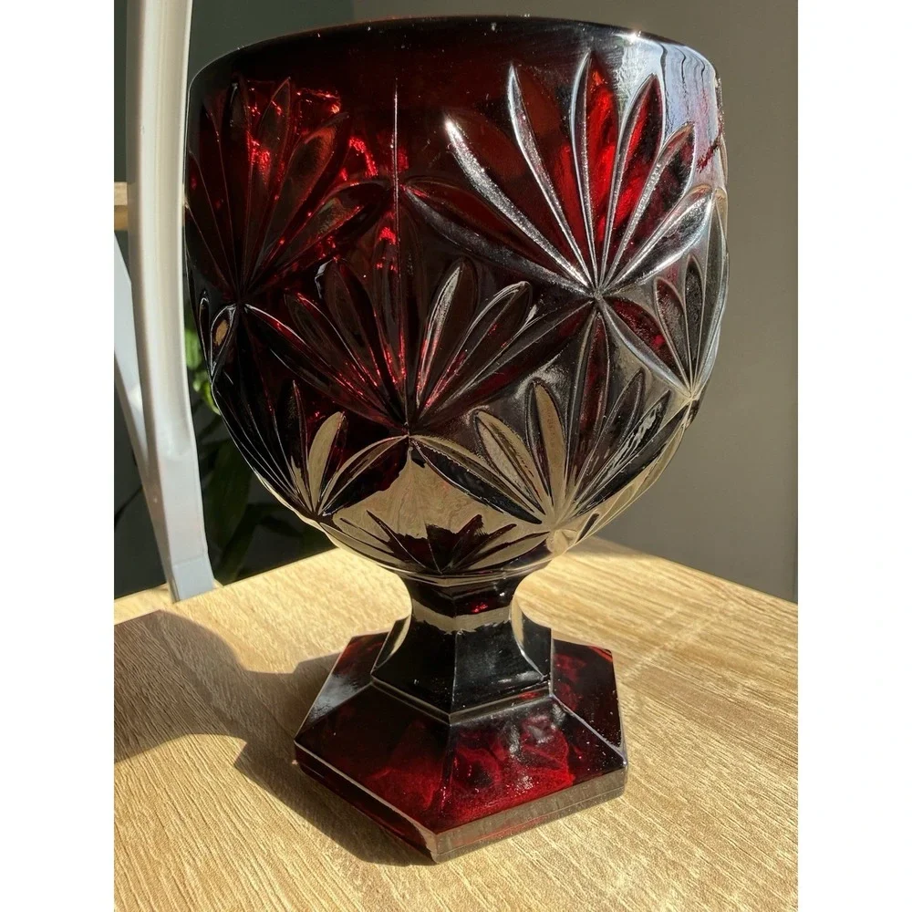Vintage‎ Luminarc Arcoroc France Red Ruby Glass Pedestal Candy Dish Goblet